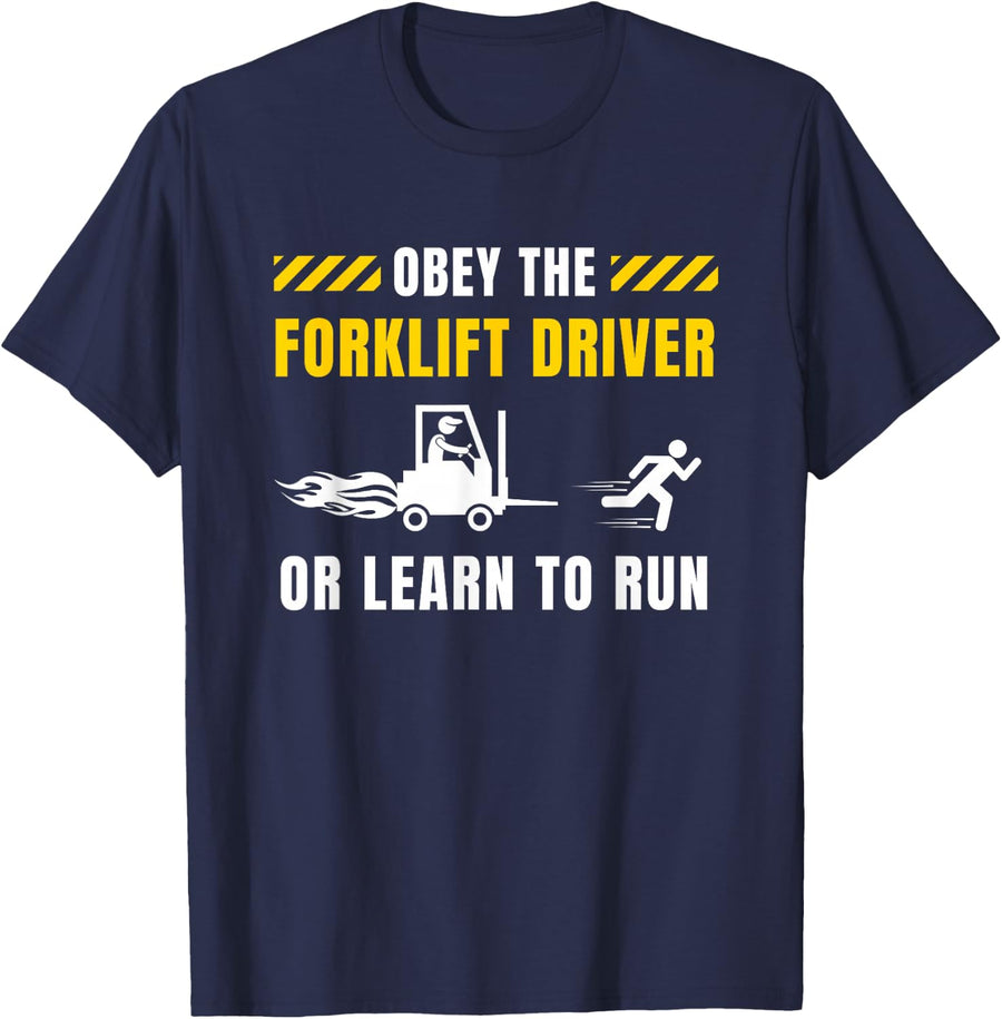 Forklift Driver Operator Warehouse Worker Funny Forklift T-Shirt - Navy Blue