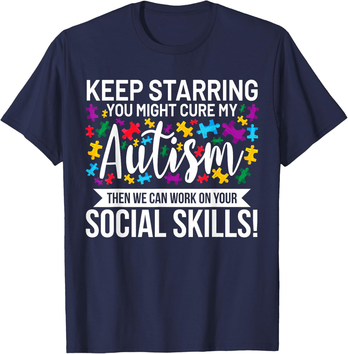 Autism Awareness Day Month T-Shirt - Navy Blue