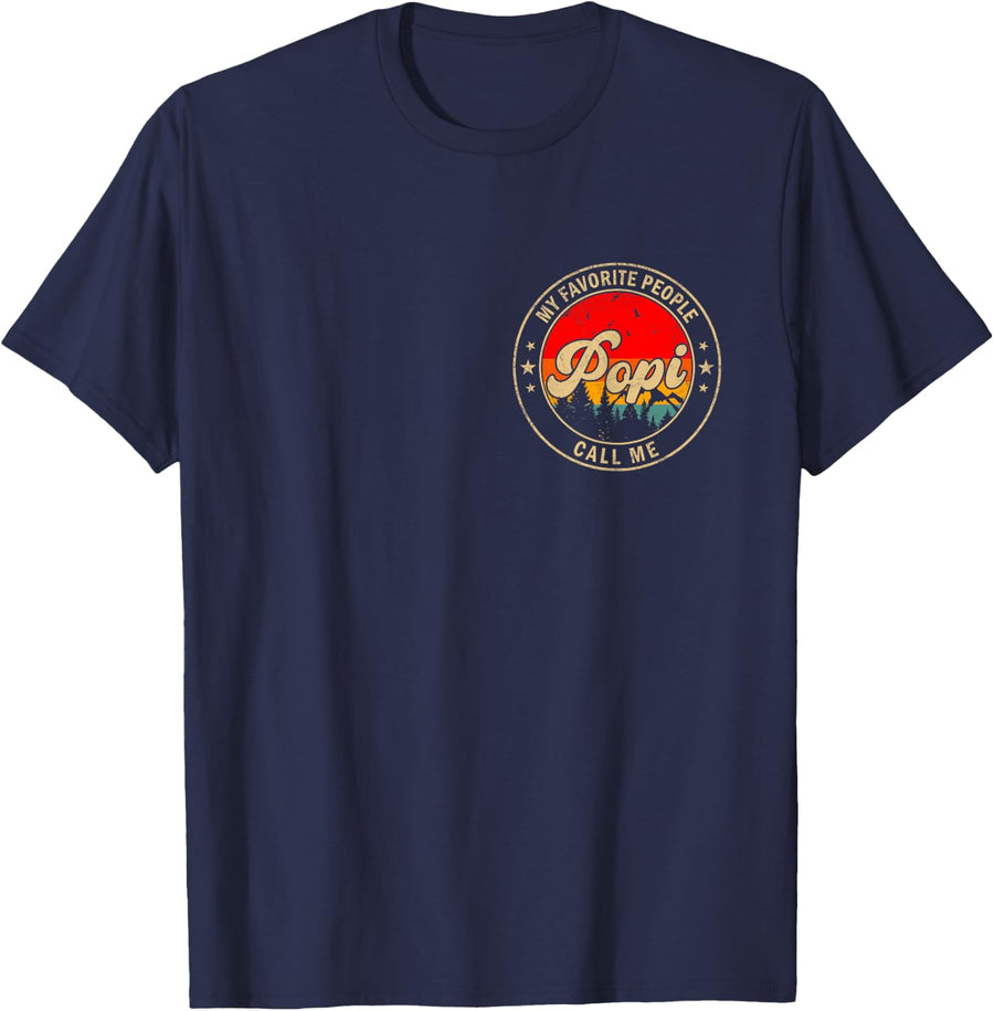 My Favorite People Call Me POPI Retro for Papa Grandpa T-Shirt - Navy Blue