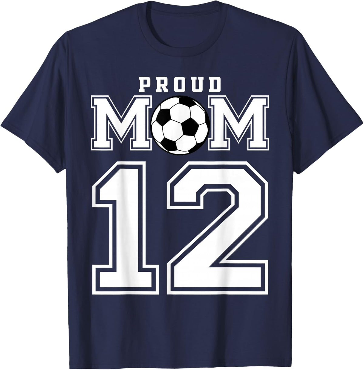 Number 12 Custom Proud Soccer Futbol Mom Personalized Women T-Shirt - Navy Blue