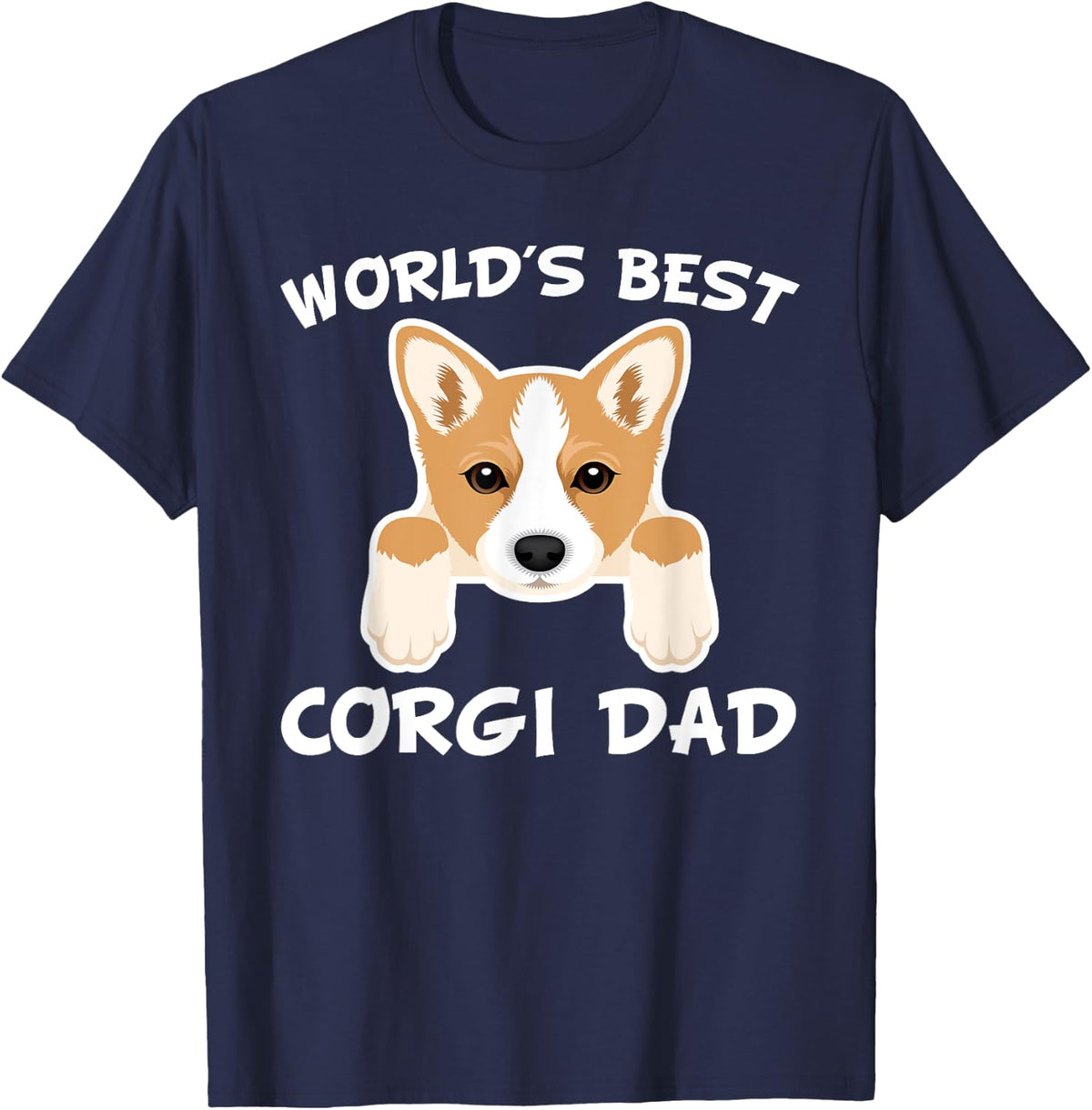Mens World's Best Corgi Dad Dog Owner T-Shirt - Navy Blue