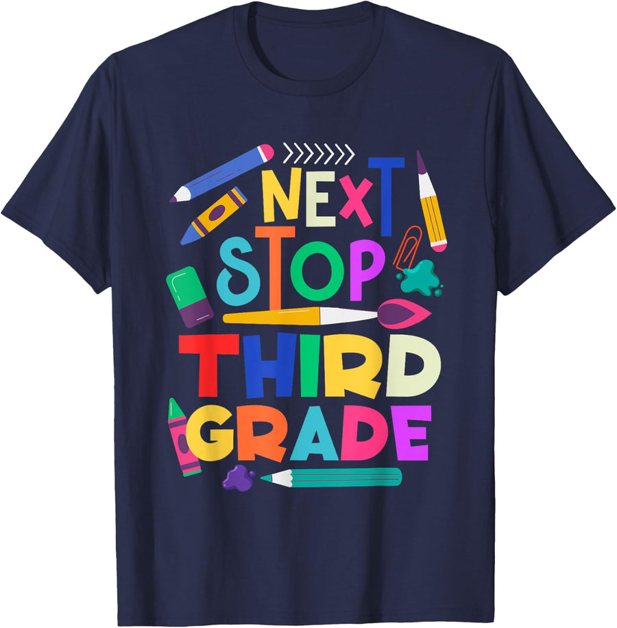 Next Stop 3rd Grade Last Day Of School Second Grade Graduate T-Shirt - Navy Blue