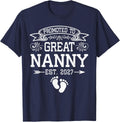 Promoted to Great Nanny Est 2027 First Time Nanny T-Shirt - Navy Blue