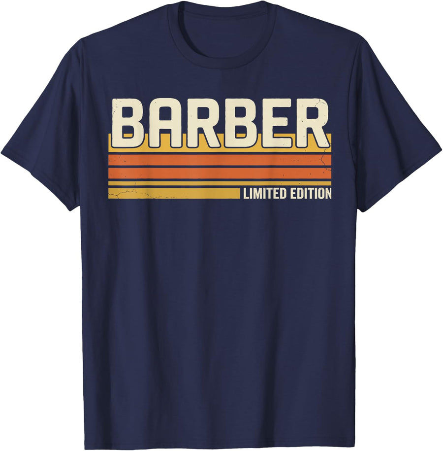 Vintage Limited Edition Barber Hair Stylist Barber Shop Tee T-Shirt - Navy Blue