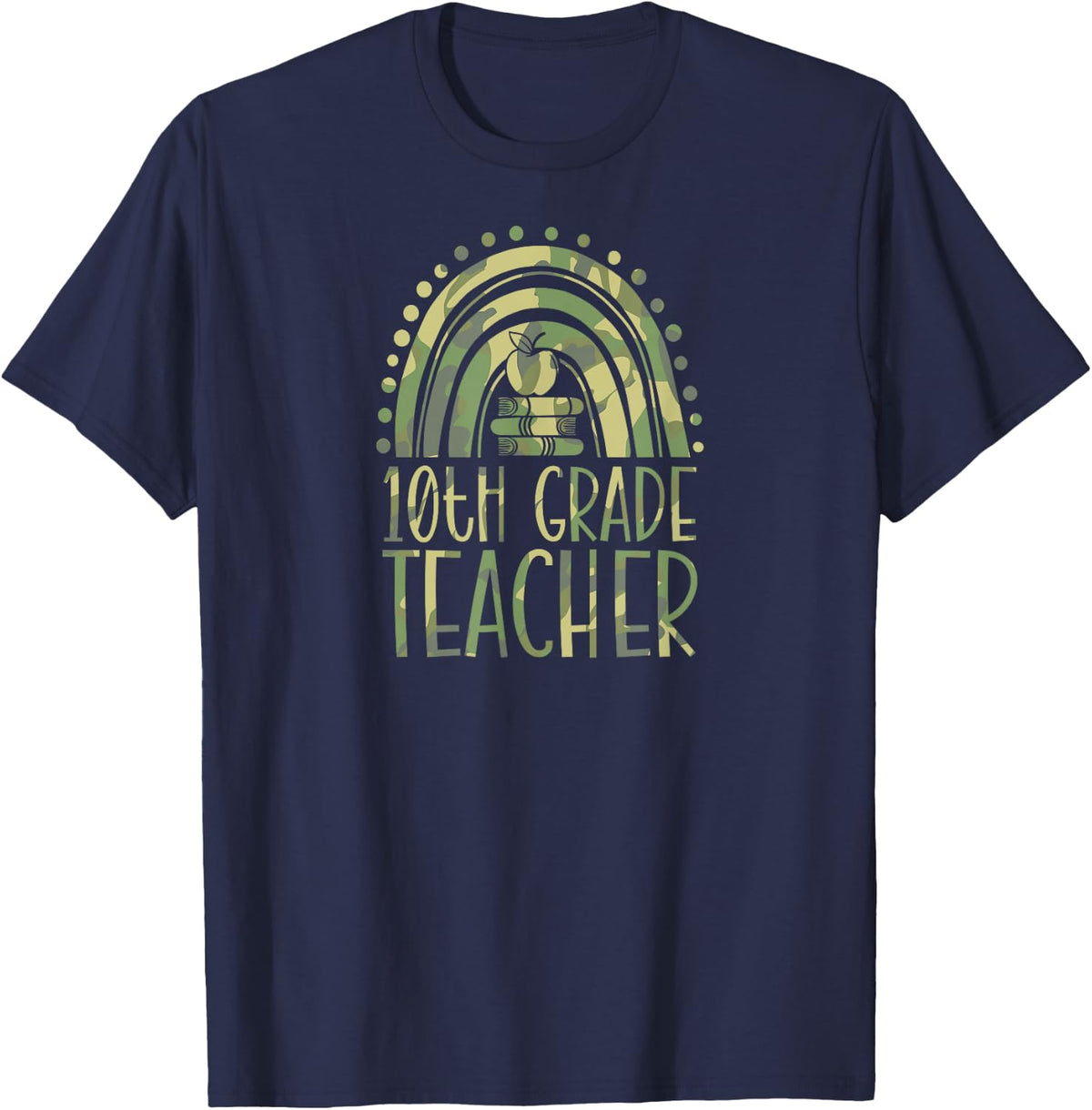 10th Grade Teacher Bohemian Rainbow Wholesome Aesthetic T-Shirt - Navy Blue