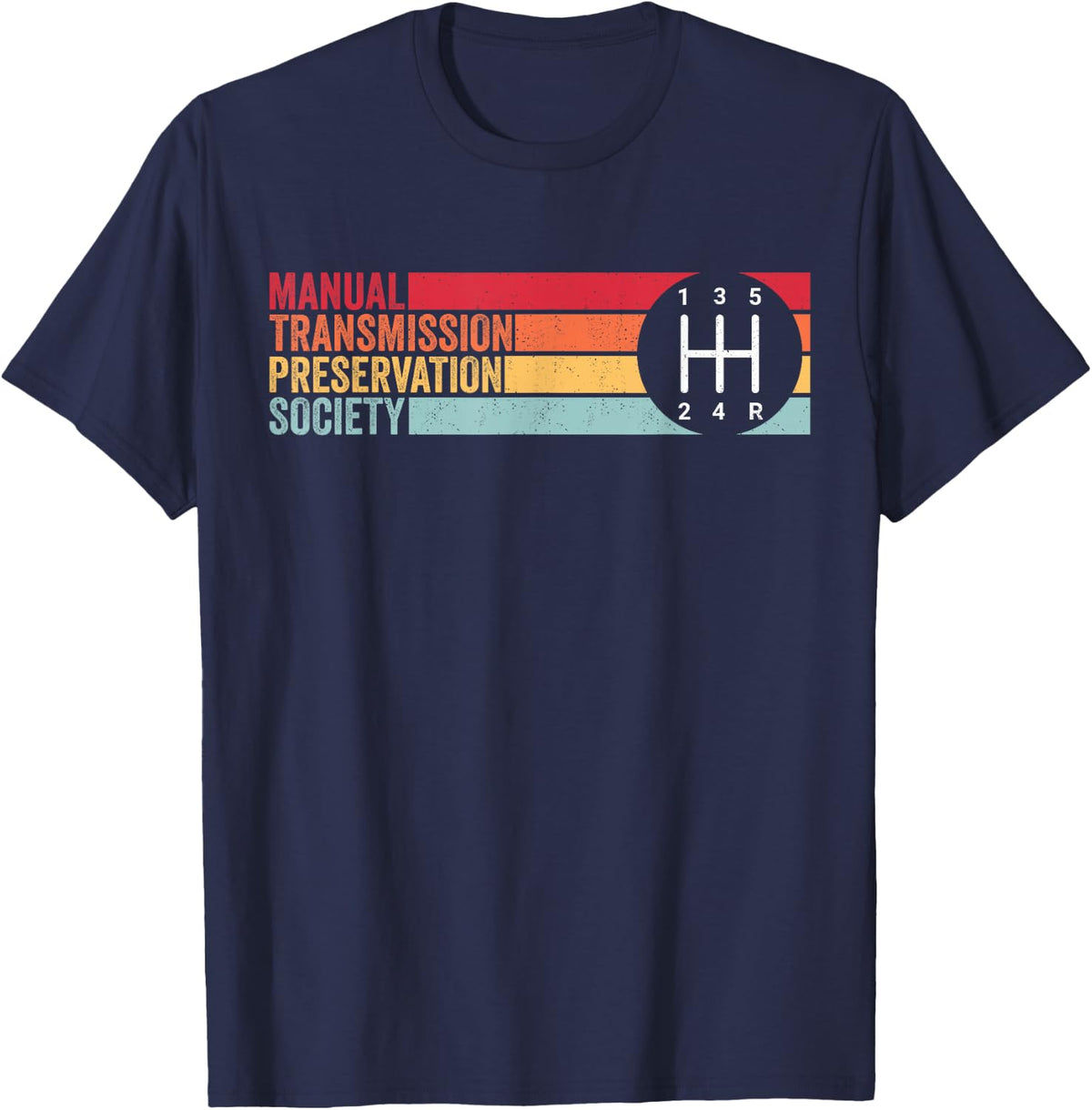 Preservation Society Stick Shift Manual Transmission Cars T-Shirt - Navy Blue