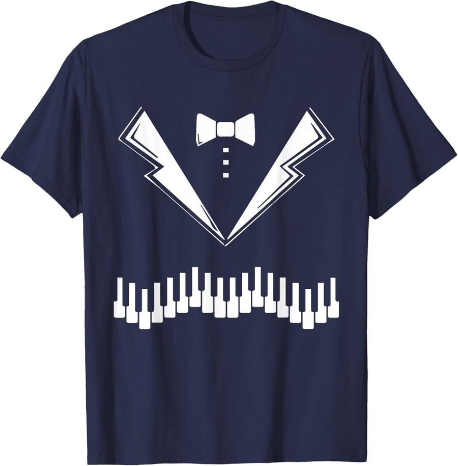 Funny Costume Keyboard Piano Player for Concert Pianists T-Shirt - Navy Blue