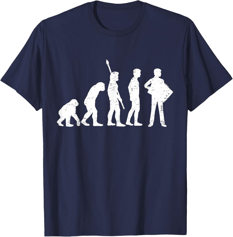 Accordion Player Ship Piano Evolution Accordion T-Shirt - Navy Blue
