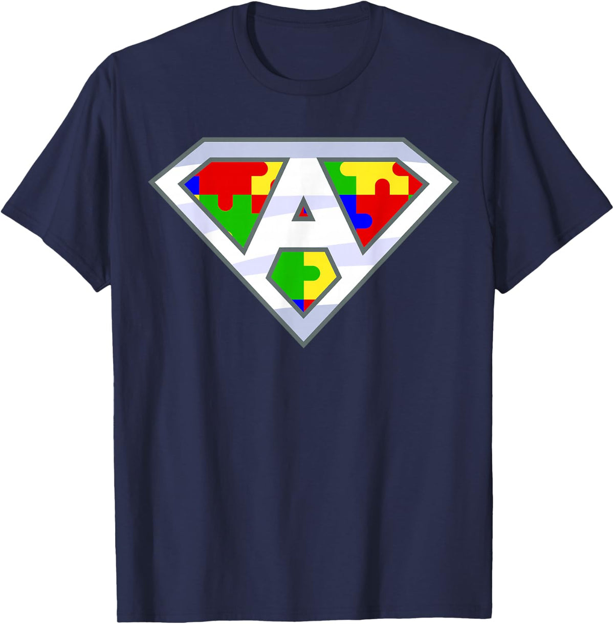 Autism Awareness Superhero T-Shirt - Navy Blue