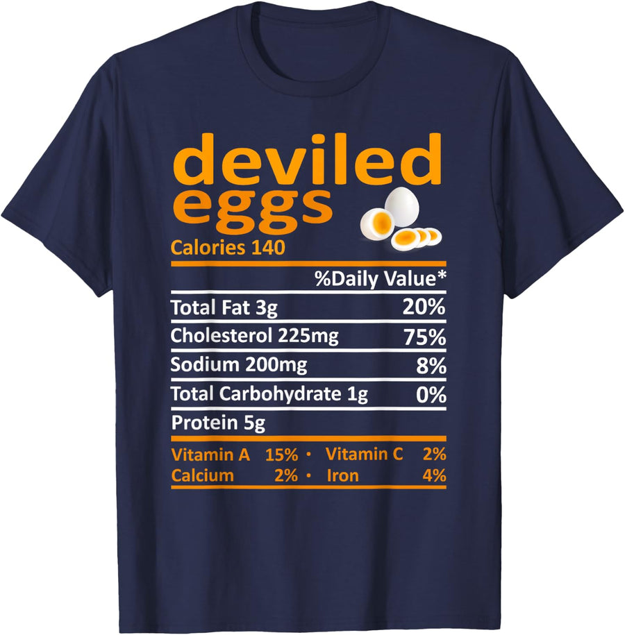 Deviled Egg Nutrition Facts Thanksgiving Costume Christmas T-Shirt - Navy Blue