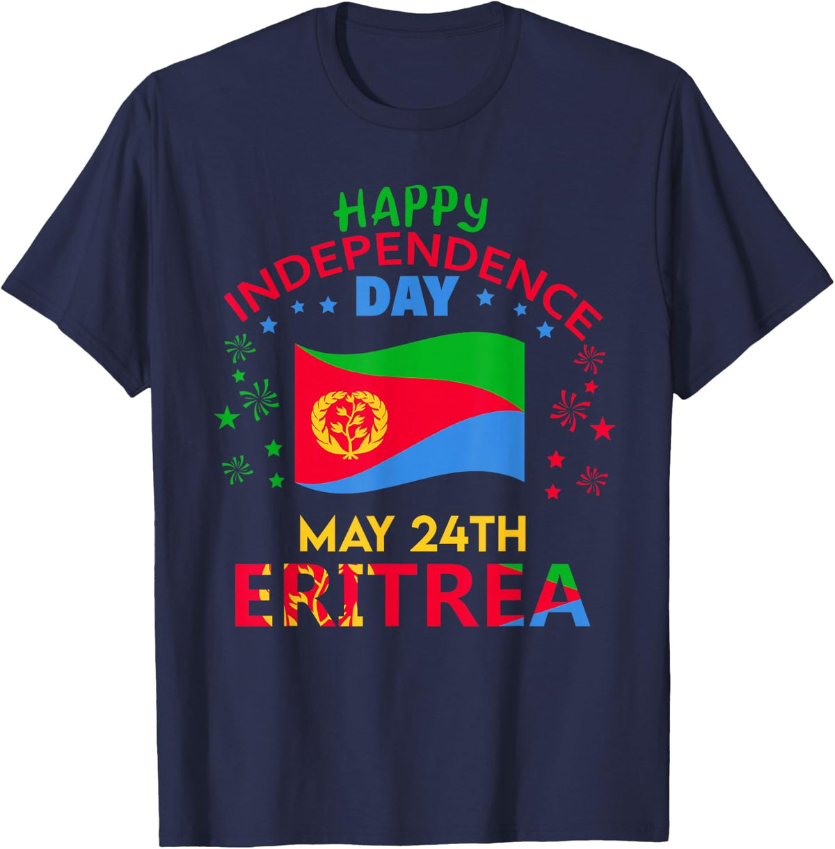 Eritrea 34th Independence Day Eritrean Pride Eritrea Flag T-Shirt - Navy Blue