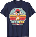 Corgi Dad Shirt. Retro Style T-Shirt - Navy Blue