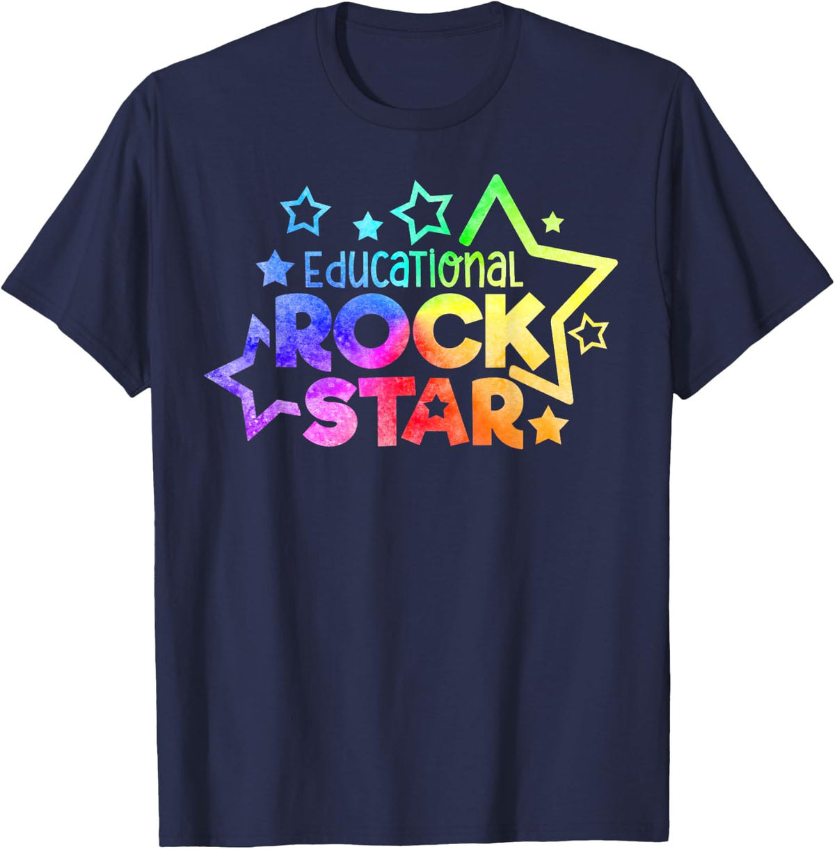 EDUCATIONAL ROCKSTAR Funny Teacher Quote Back to School T-Shirt - Navy Blue
