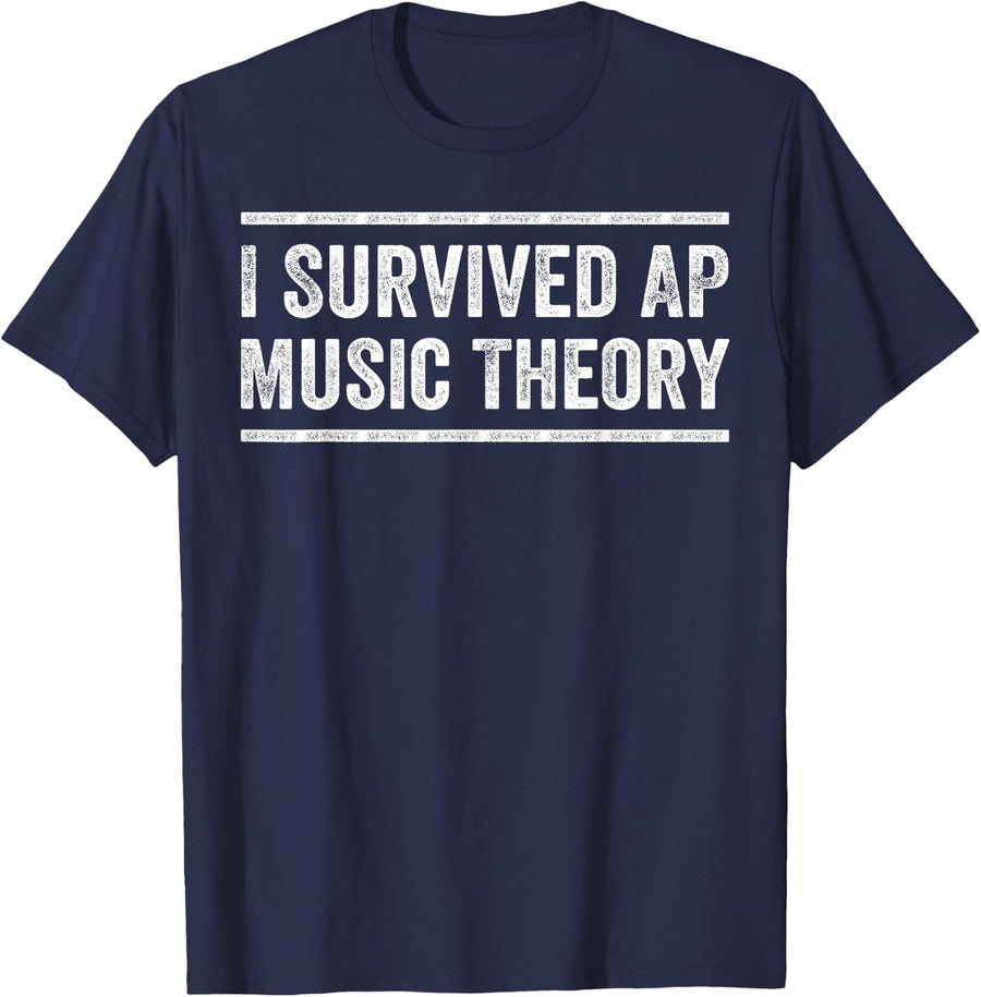 I Survived AP Music Theory Funny AP Examination Quote T-Shirt - Navy Blue