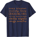 Fall Autumn Vibes Cozy Blanket Crunchy Leaves Thanksgiving T-Shirt - Navy Blue