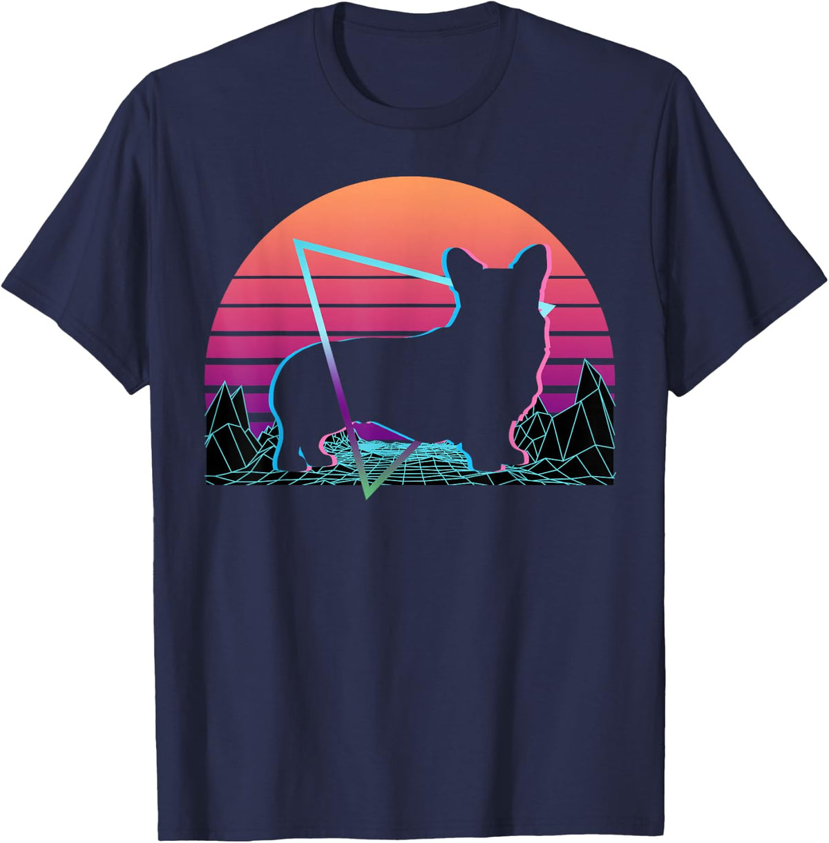 Corgi Retro T-Shirt - Navy Blue