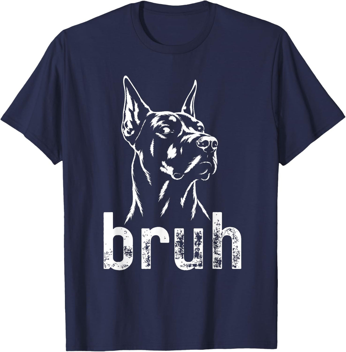 Bruh Funny Doberman Meme Dog Lover Art T-Shirt - Navy Blue