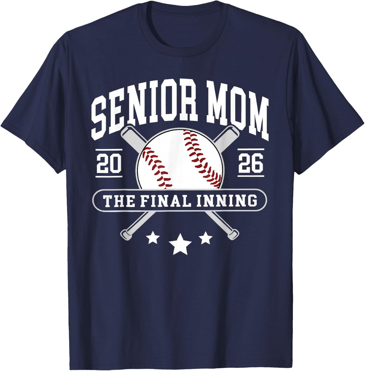 Senior Mom 2026 The Final Inning Baseball Last Day of School T-Shirt - Navy Blue