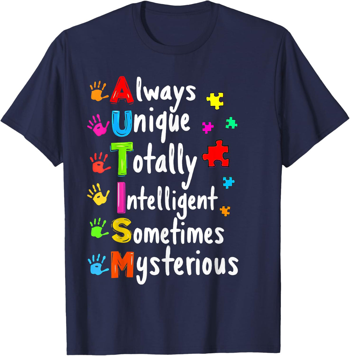 Always Unique Autism Awareness Totally Intelligent Kids T-Shirt - Navy Blue