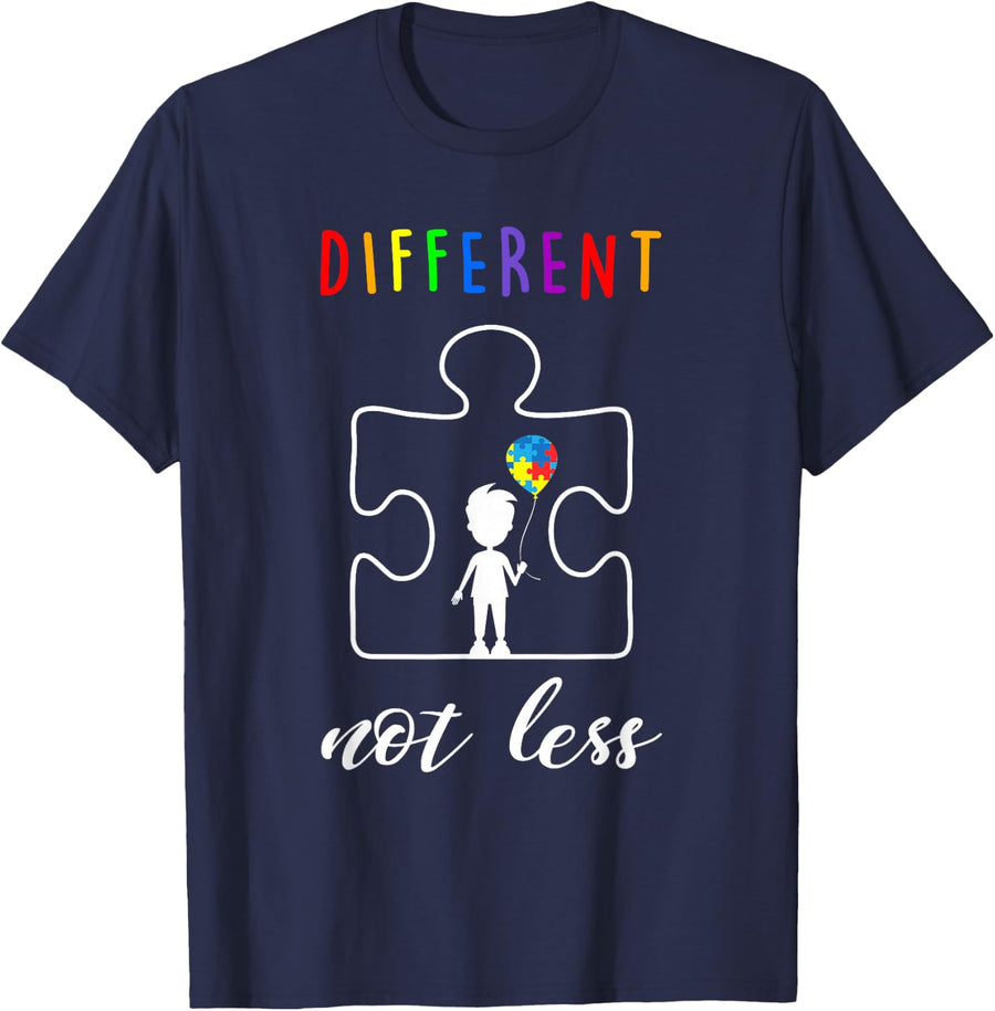 Autism Awareness - Different Not Less T-Shirt - Navy Blue