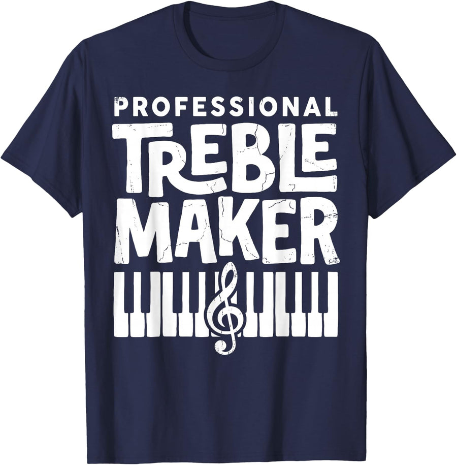 Professional Treble Maker Piano Pianists Classical Music Tee T-Shirt - Navy Blue
