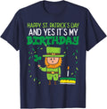 Happy St Patricks Day Birthday Leprechaun Bday Party Boys T-Shirt - Navy Blue