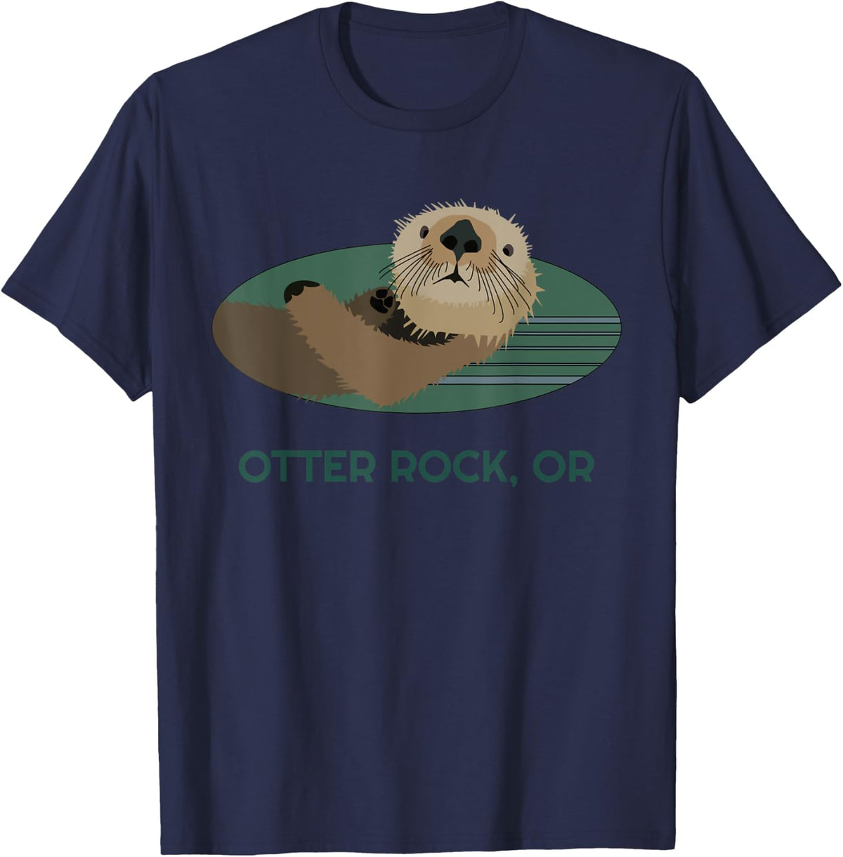 Cute Otter Otter Rock, Oregon Coast Resident Fisherman Gift T-Shirt - Navy Blue