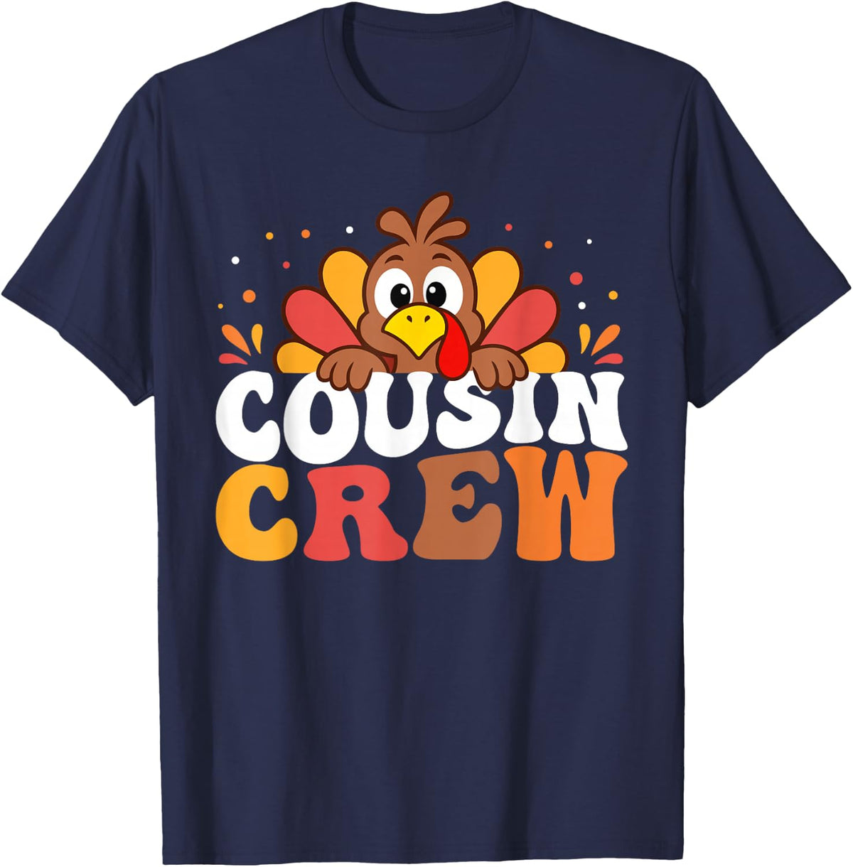 Cousin Crew Turkey Day Matching Family Thanksgiving Kids T-Shirt - Navy Blue