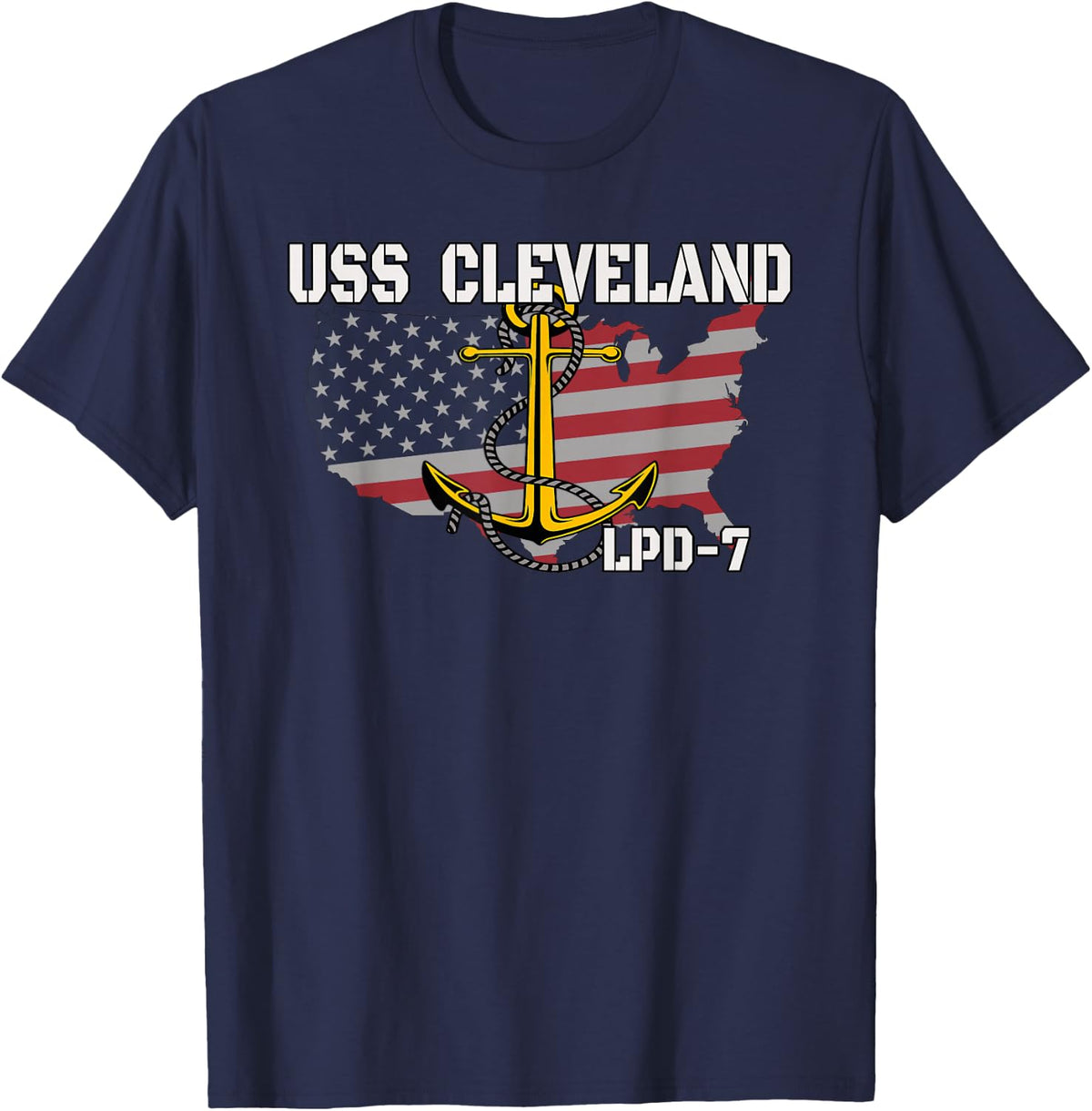 USS Cleveland LPD-7 Landing Platform Dock Veteran Day Father T-Shirt - Navy Blue