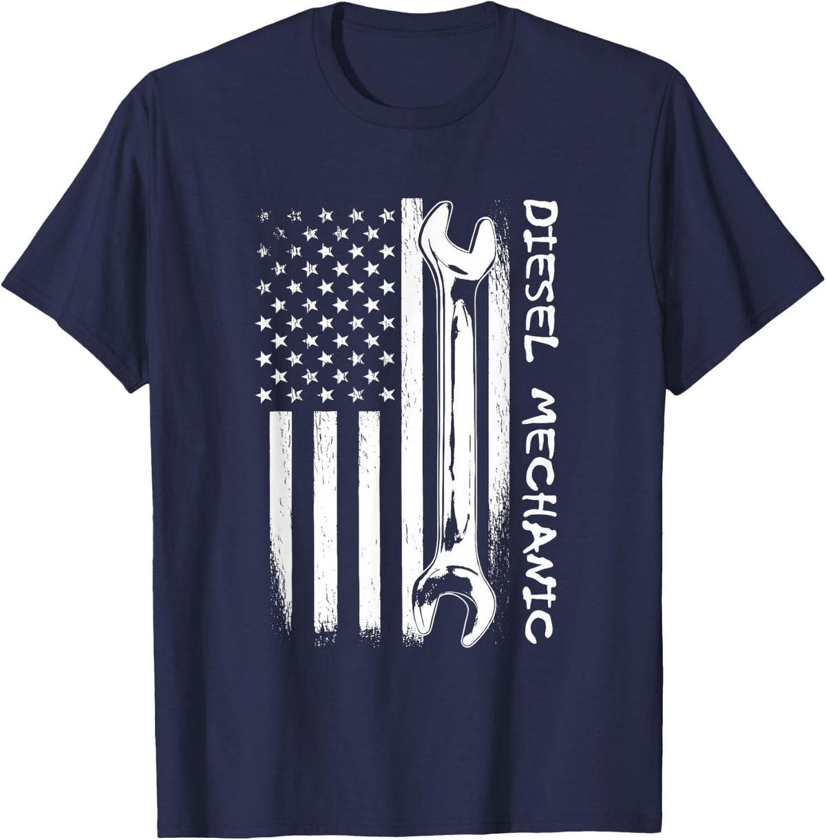 Diesel Mechanic Front Print for Men and Women T-Shirt - Navy Blue