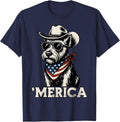 Scottish Terrier Scottie American Flag Bandana Sunglasses T-Shirt - Navy Blue