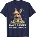 Make Easter Great Again Funny Trump Bunny Spring Egg Hunter T-Shirt - Navy Blue