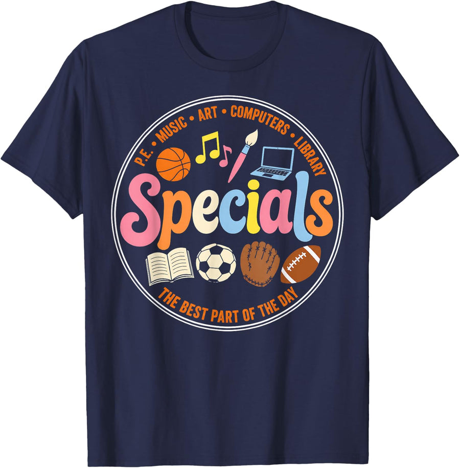 Specials The Best Part of PE Music Art Library Teacher T-Shirt - Navy Blue
