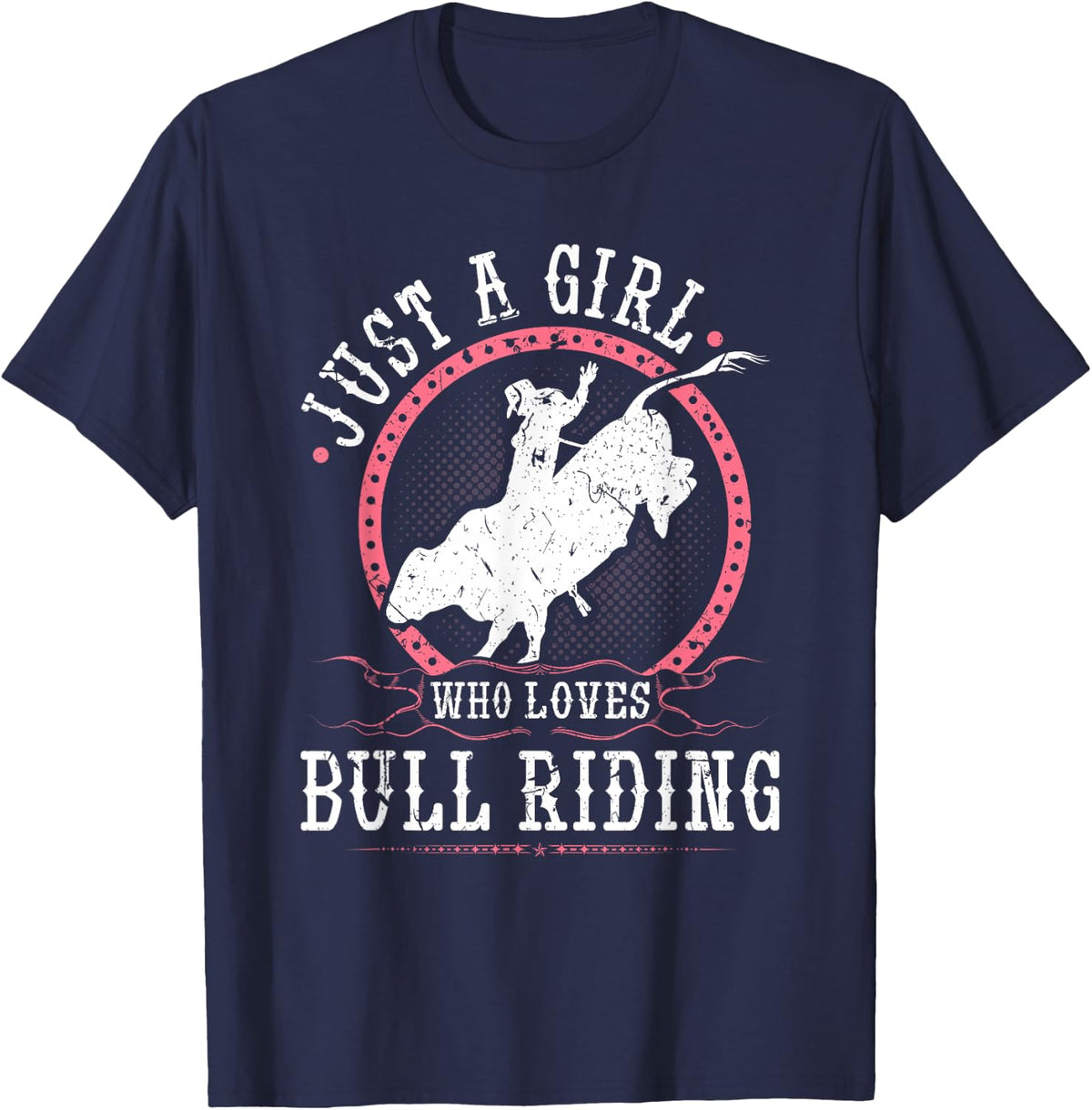 Just A Girl Who Loves Bull Riding Rodeo Cowgirl Bull Rider T-Shirt - Navy Blue