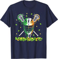 St Patrick’s Day Lacrosse Drip Lax Helmet Sticks Shamrock T-Shirt - Navy Blue