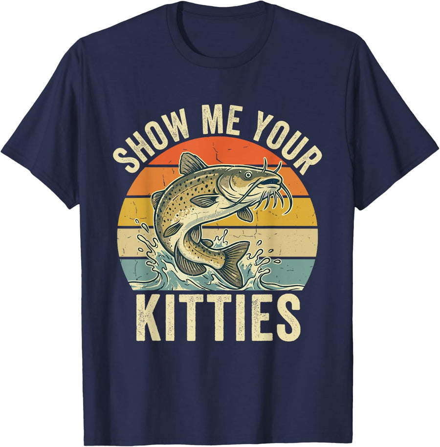 Funny Fishing Shirt Catfishing Catfish T-Shirt Tee for Men Women - Navy Blue
