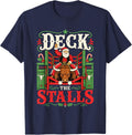 Bull Riding Christmas Rodeo Santa Cowboy Rider Stall T-Shirt - Navy Blue