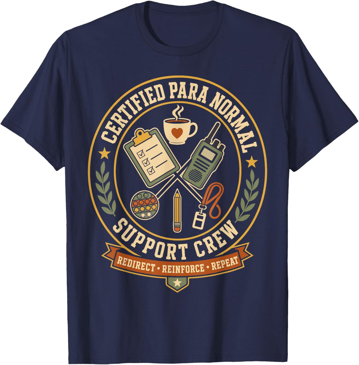 Certified para Normal Support Crew Vintage Badge T-Shirt - Navy Blue