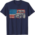 Farm Tractor American Flag Patriotic Proud Farmer T-Shirt - Navy Blue