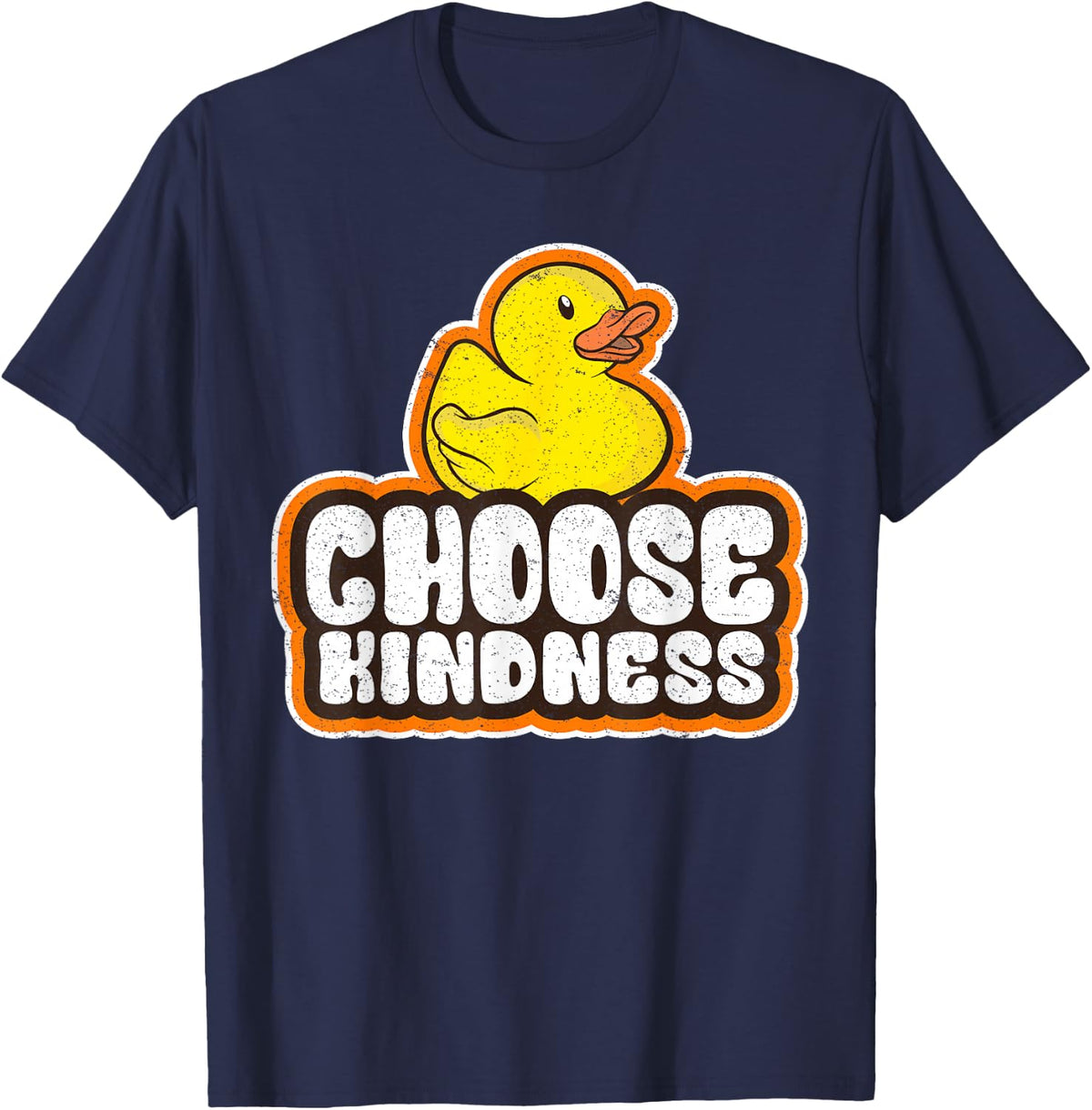 Positive Rubber Duck Rainbow Peace Hippie Choose Kindness Tee T-Shirt - Navy Blue