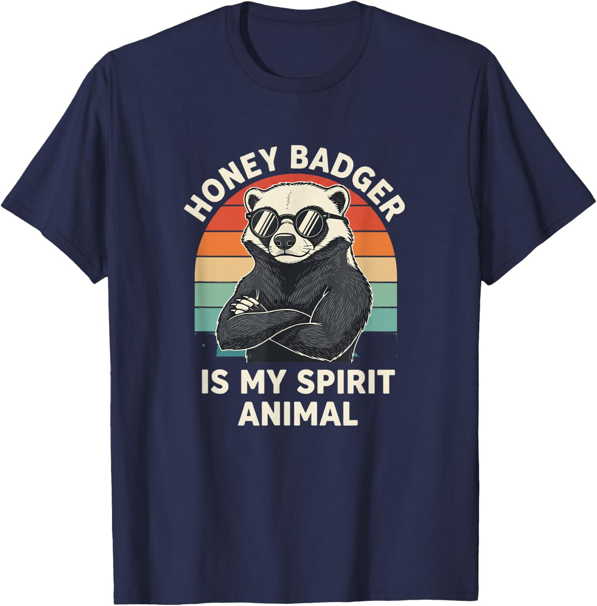 Honey Badger is My Spirit Animal Funny Wildlife Lover Tees T-Shirts Retro - Navy Blue