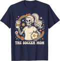 Retro Soccer Halloween Shirt, The Soccer Mom Skeleton T-Shirt - Navy Blue