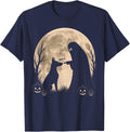 Retro Doberman Pinscher Dog Boop Ghost Halloween Moon T-Shirt - Navy Blue