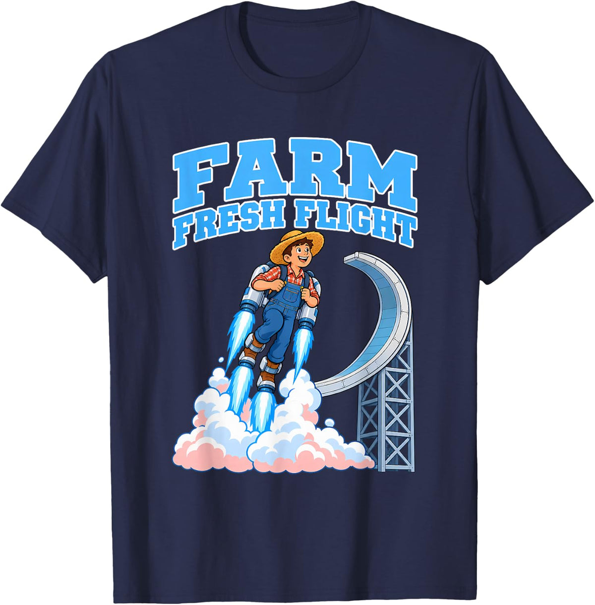 Farm Fresh Flight Farmer Appreciation Funny T-Shirt - Navy Blue