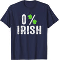 St Patrick's Day Gift Shamrocks Zero Percent Irish Funny T-Shirt - Navy Blue