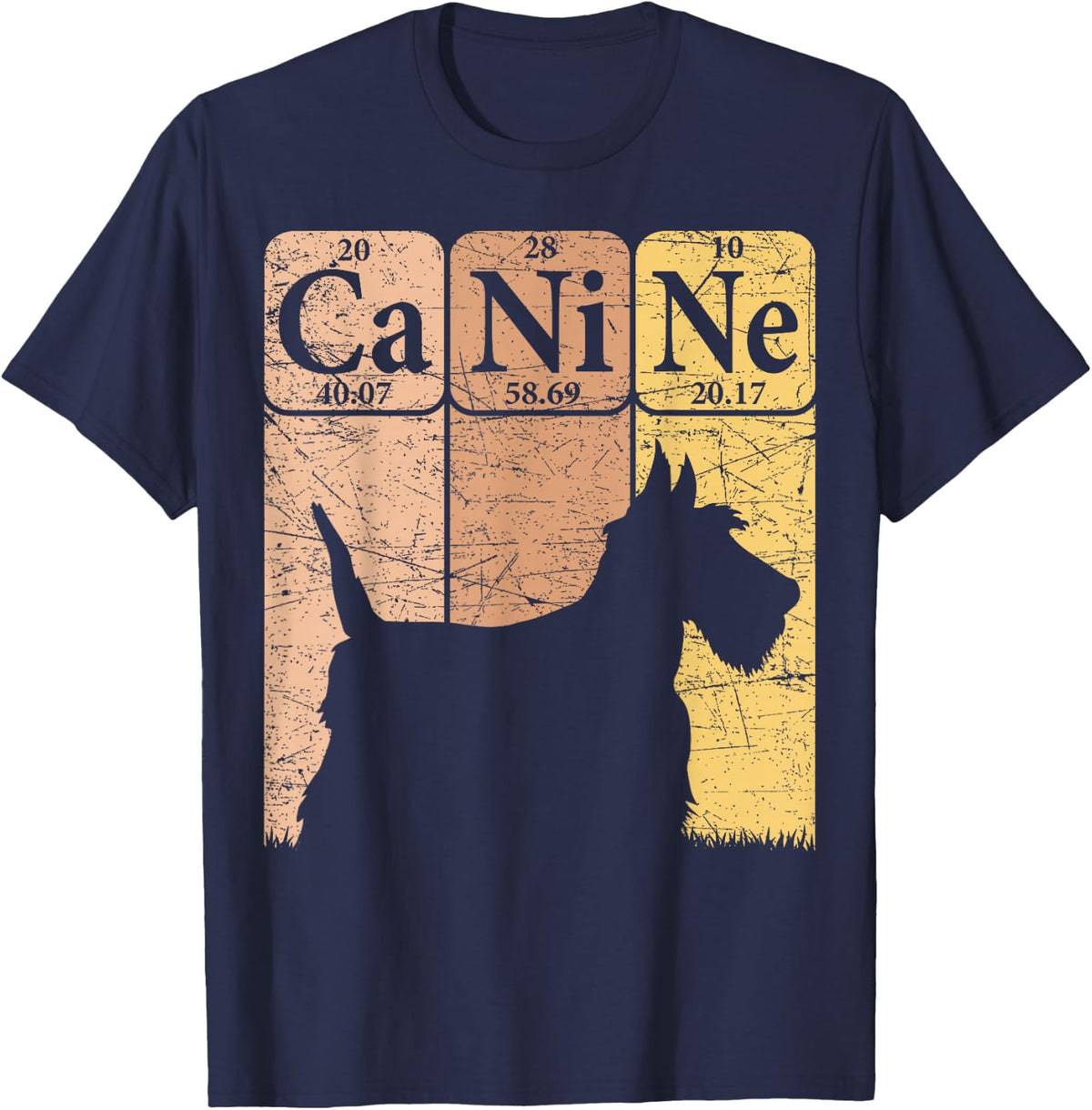 Scottish Terrier Dog Periodic Table Elements Scottie Canine T-Shirt - Navy Blue