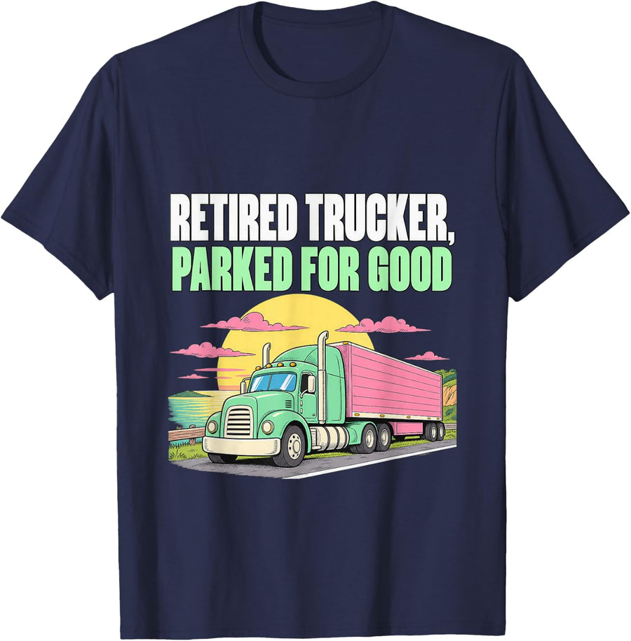 Funny Trucking T-Shirt - Navy Blue