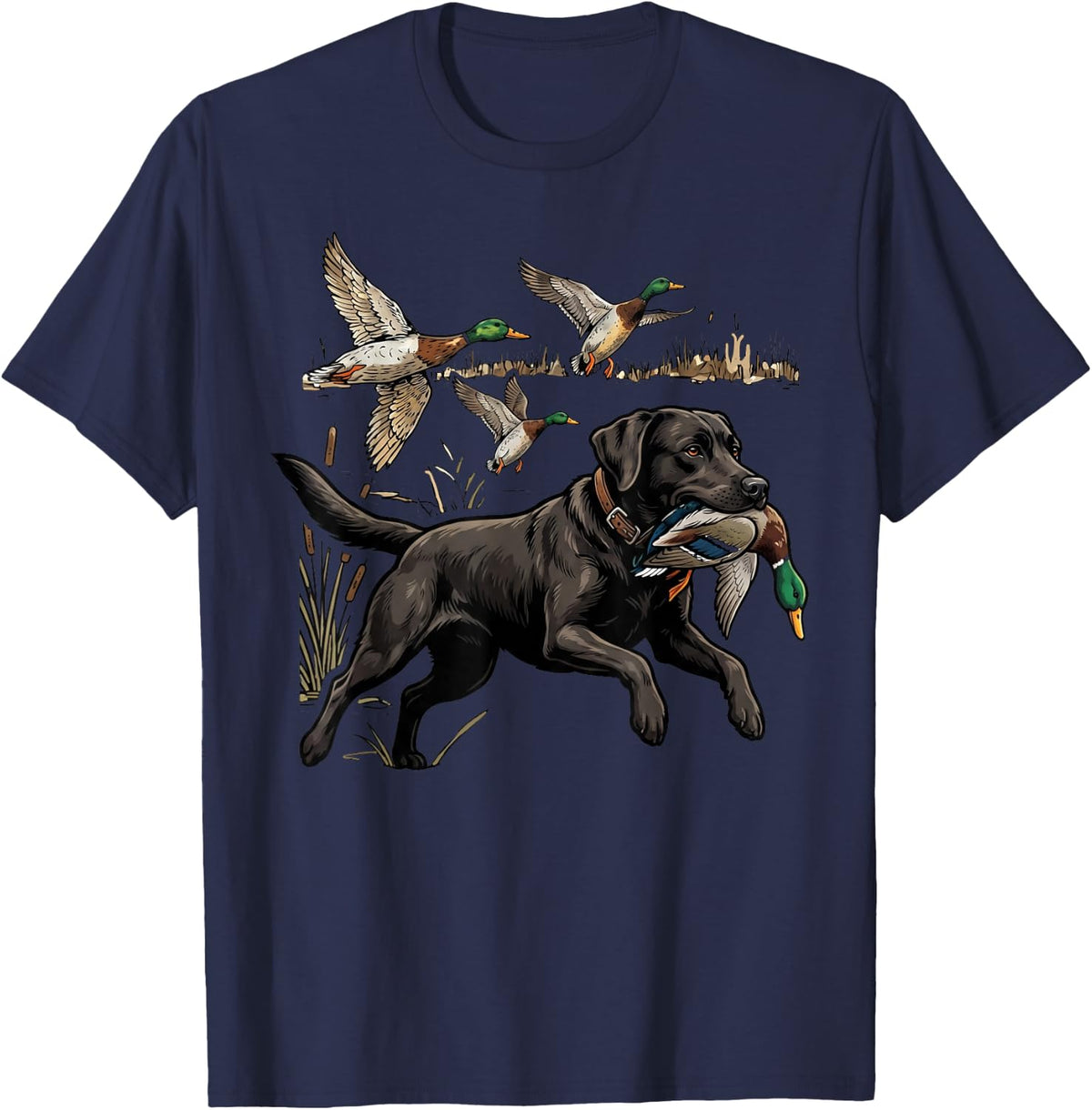 Dog Labrador Duckling Waterfowl Duck Hunter T-Shirt - Navy Blue