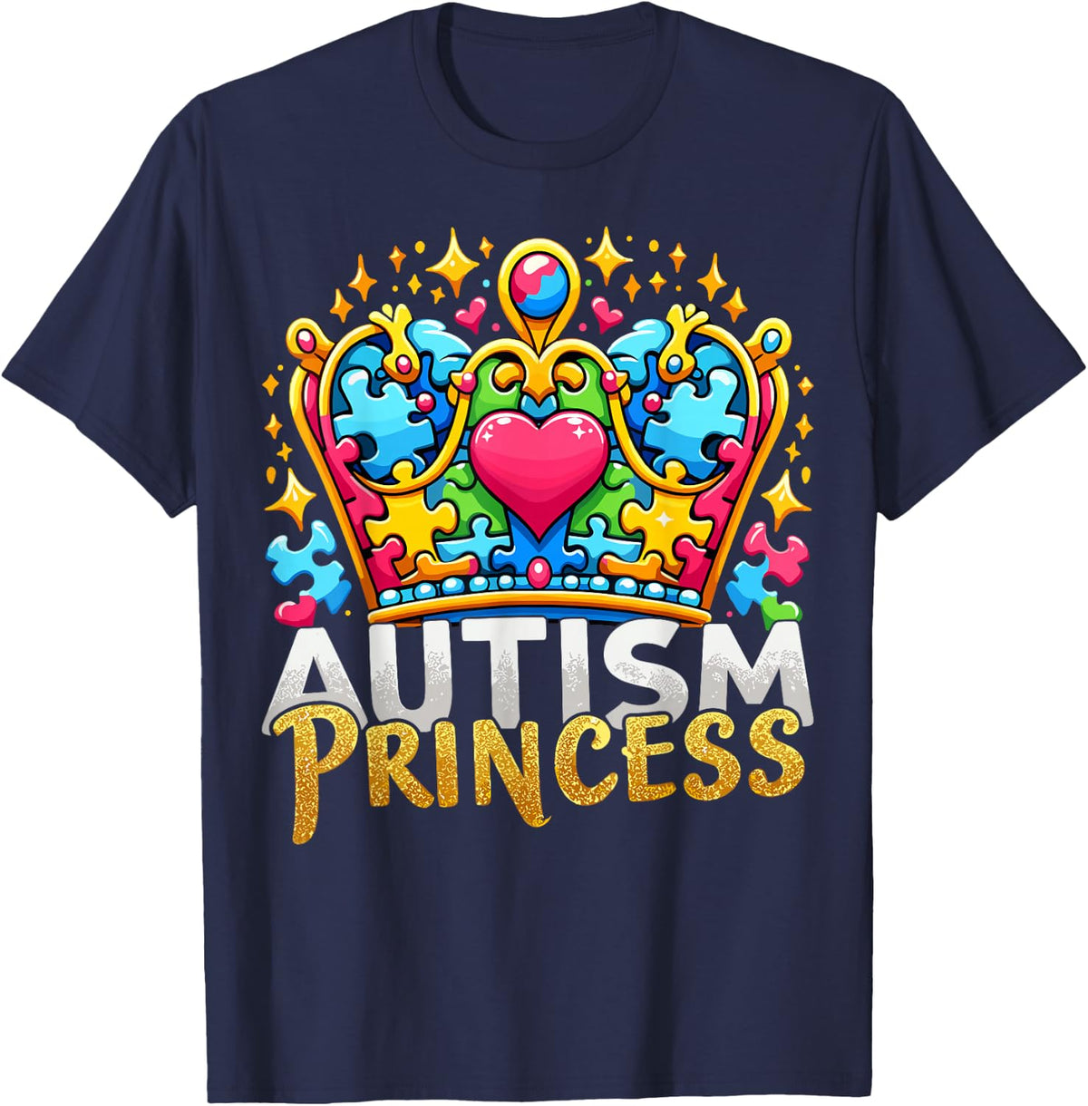 Autism Princess Autism Awareness T-Shirt - Navy Blue