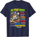 My Five Moods Funny Work Humor Otter Too Old Too Tire T-Shirt - Navy Blue